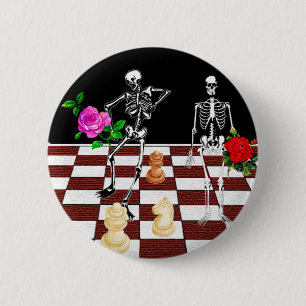 Chess Skeletons 6 Cm Round Badge