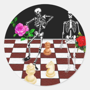 Chess Skeletons Classic Round Sticker