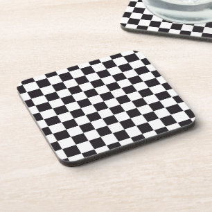 Chess Square Pattern - black + your background Coaster