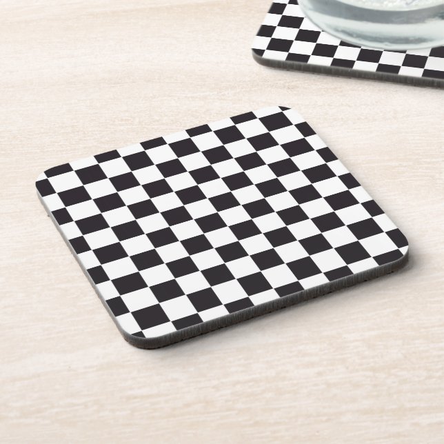 Chess Square Pattern - black + your background Coaster (Left Side)
