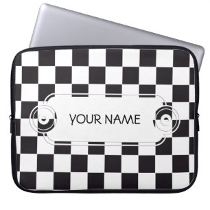 Chess Square Pattern - black + your background Laptop Sleeve