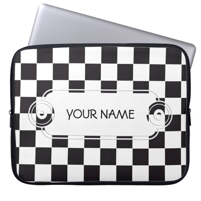 Chess Square Pattern - black + your background Laptop Sleeve (Front)