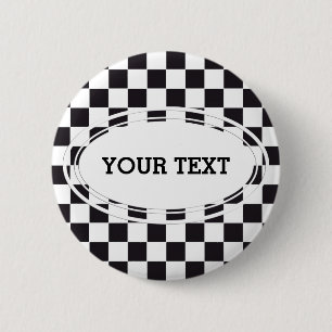 Chess Square Pattern - black + your text & backgr. 6 Cm Round Badge