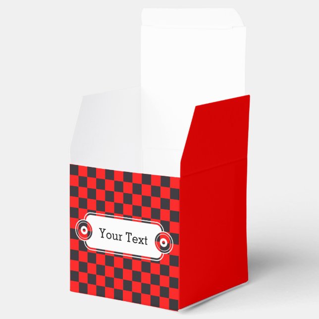 Chess Square Pattern - black + your text & backgr. Favour Box (Opened)