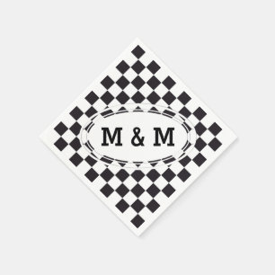 Chess Square Pattern - black + your text & backgr. Napkin