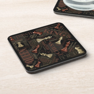 Chess Terms and Pieces Copper and Gold ID784 Coaster
