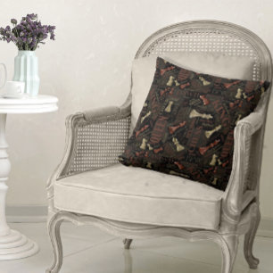 Chess Terms and Pieces Copper and Gold ID784 Cushion