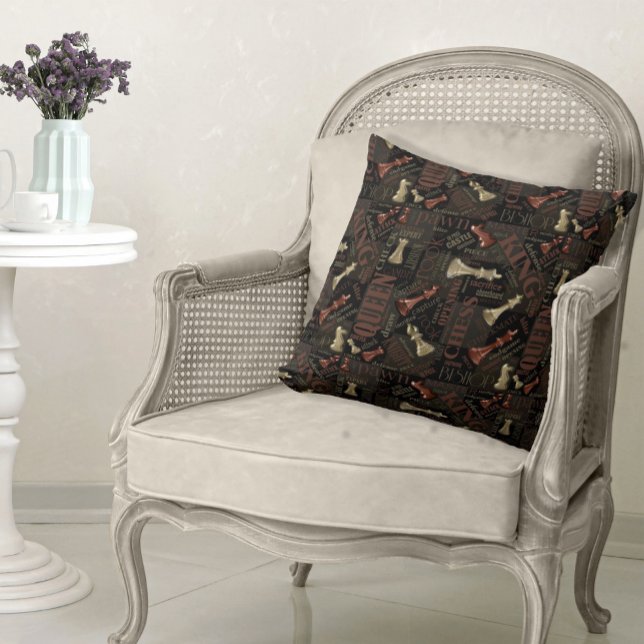 Chess Terms and Pieces Copper and Gold ID784 Cushion (Creator Uploaded)