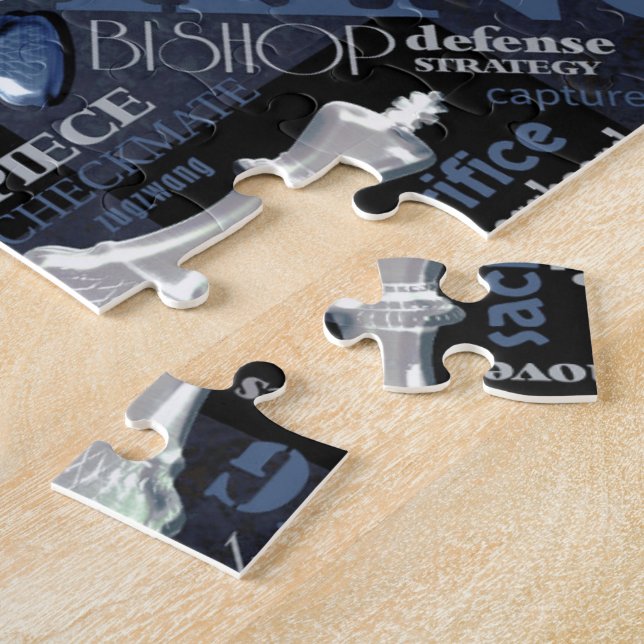 Chess Terms and Pieces Silver and Blue ID784 Jigsaw Puzzle (Side)