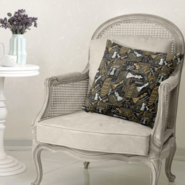 Chess Terms and Pieces Silver and Gold ID784 Cushion (Creator Uploaded)