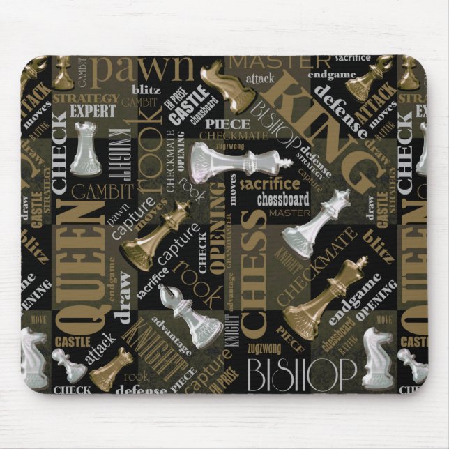 Chess Terms and Pieces Silver and Gold ID784 Mouse Pad (Front)