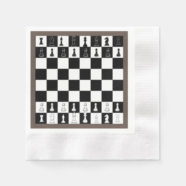 Chess Theme Paper Napkins - Elegant Chessboard Des (Front)