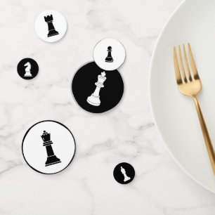 Chess Theme Party Confetti - Black & White Circles