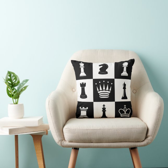 Chess Themed All-Over Print Throw Pillow (Chair)
