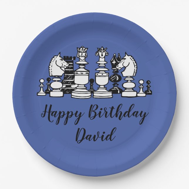 Chess Themed Personalised Paper Plates (Front)