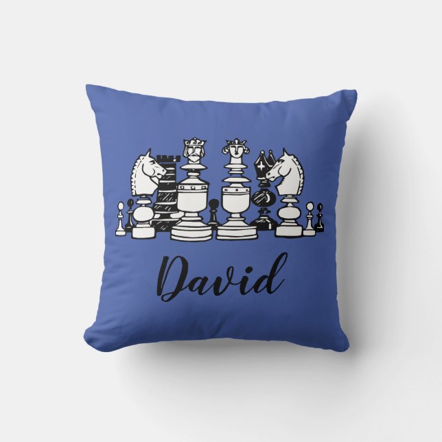 Chess Themed Personalised Throw Pillow (Front)