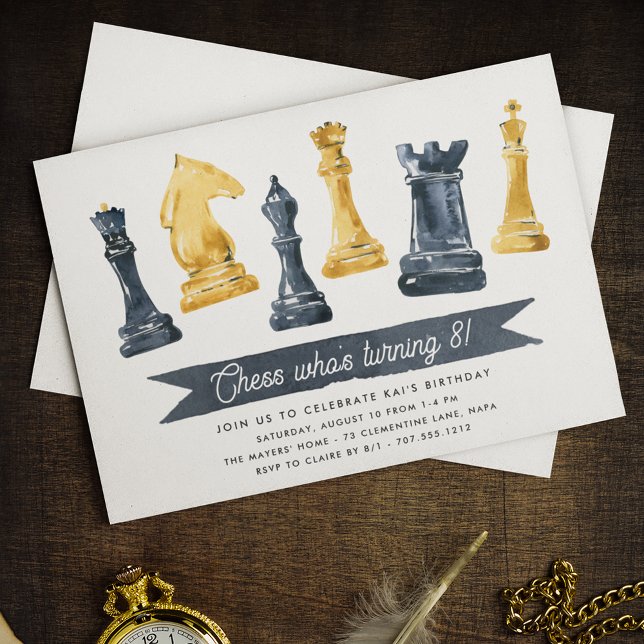 Chess Who | Chess Theme Kids Birthday Party Invitation (Creator Uploaded)