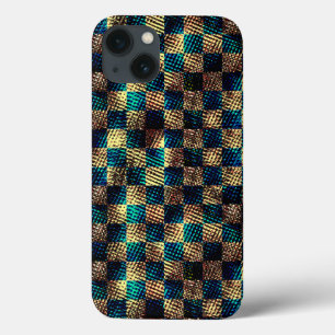 Chess with dirty and scratched effect, blue yellow iPhone 13 case