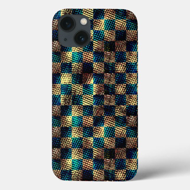Chess with dirty and scratched effect, blue yellow Case-Mate iPhone case (Back)