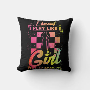 Chess Women Queen Chessfield Team Play Like A Girl Cushion