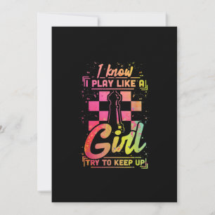 Chess Women Queen Chessfield Team Play Like A Girl Invitation