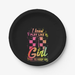 Chess Women Queen Chessfield Team Play Like A Girl Paper Plate