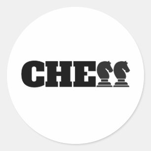 Chess Word Black Knights Creative Clever Game Classic Round Sticker