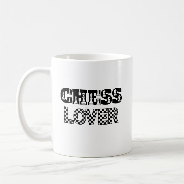 Chess Word Black Letters Lover Board Pattern Coffee Mug (Left)