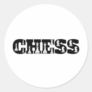 Chess Word Black Letters White Pieces Creative Classic Round Sticker