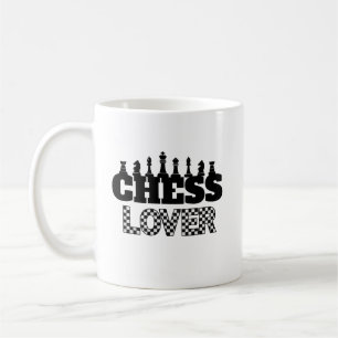 Chess Word Black Pieces Lover Board Pattern Design Coffee Mug