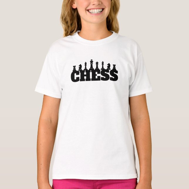 Chess Word Black Pieces Strategy Game Classic T-Shirt (Front)