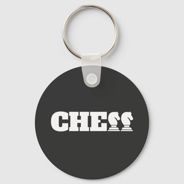 Chess Word White Knights Creative Unique Strategy Key Ring (Front)