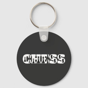 Chess Word White Letters Black Pieces Creative Key Ring