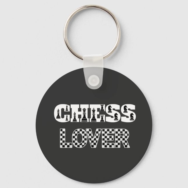 Chess Word White Letters Lover Board Pattern Key Ring (Front)