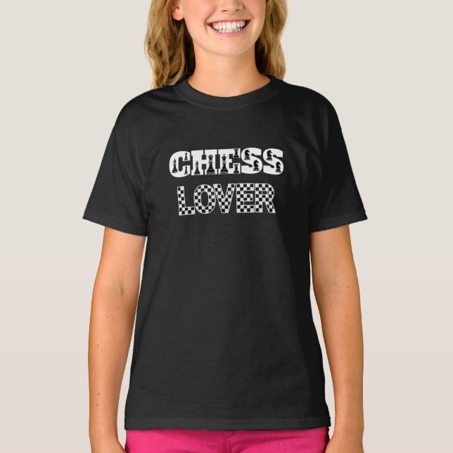 Chess Word White Letters Lover Board Pattern T-Shirt (Front)