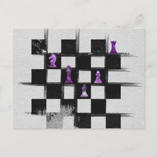 Chessboard and Amethyst  Chess Pieces composition Postcard
