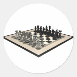 Chessboard and Chess Pieces: Classic Round Sticker