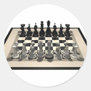 Chessboard and Chess Pieces: Classic Round Sticker