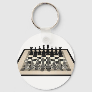Chessboard and Chess Pieces: Key Ring