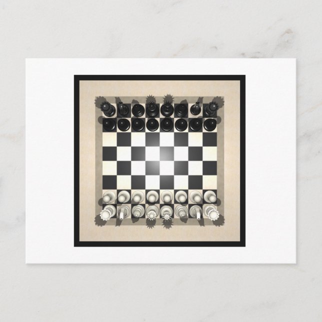 Chessboard and Chess Pieces: Postcard (Front)