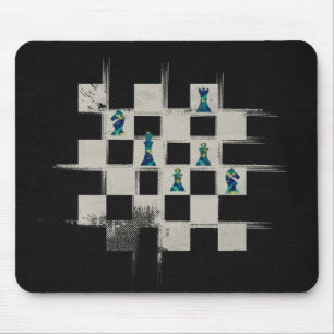 Chessboard and Marble Chess Pieces composition Mouse Pad