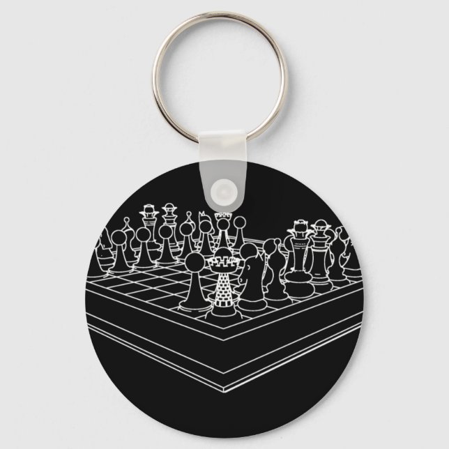 Chessboard & Chess Pieces: Key Ring (Front)