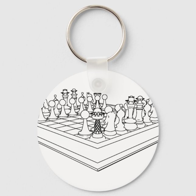Chessboard & Chess Pieces: Key Ring (Front)