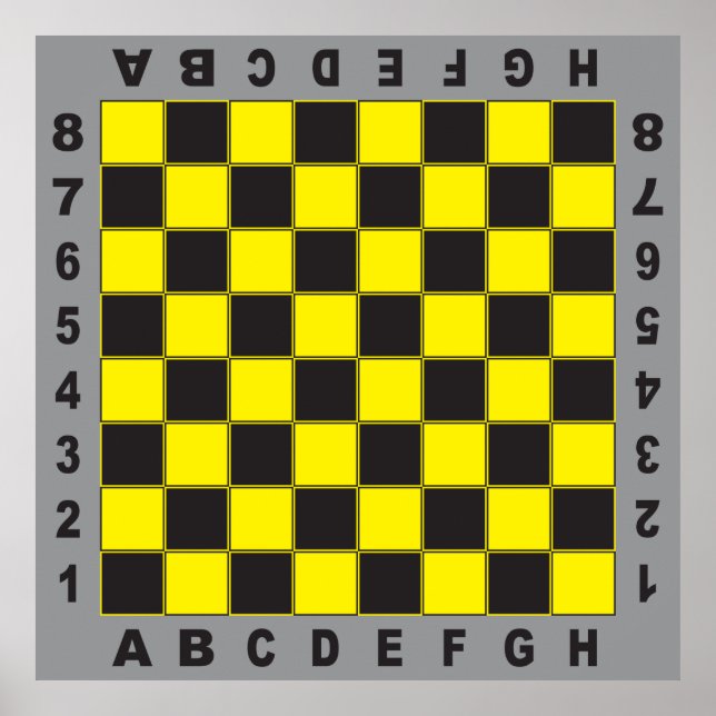 chessboard chess table competition yellow black poster (Front)