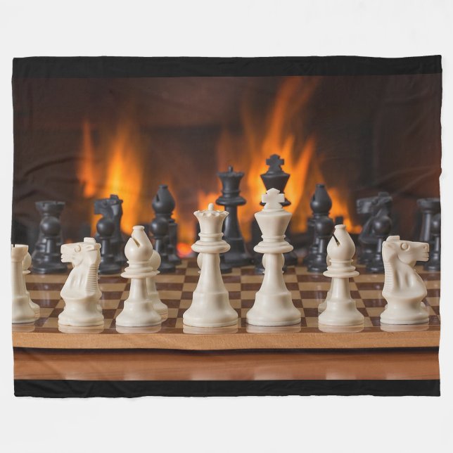 Chessboard Fireside Fleece Blanket (Front (Horizontal))