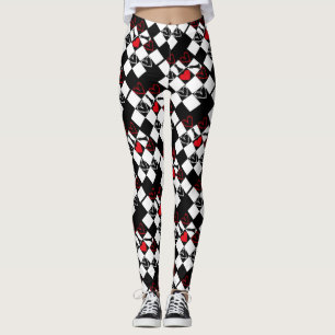 Chessboard Heart Valentines Day B&W Leggings