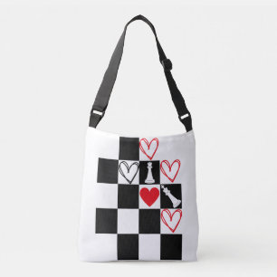 Chessboard Heart Valentines Day Black&White Tote B