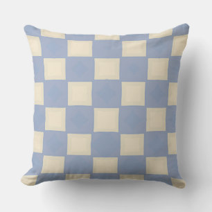 Chessboard of Faded Yellow and Blue  Cushion