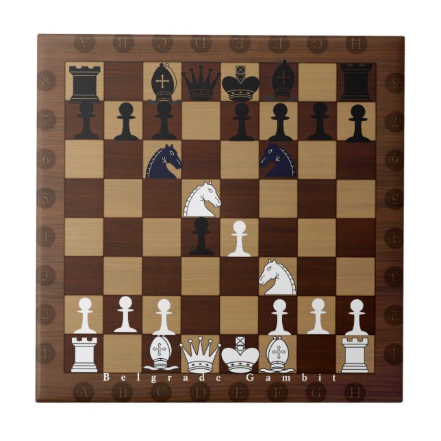Chessboard Opening Belgrade  Gambit  Ceramic Tile (Front)