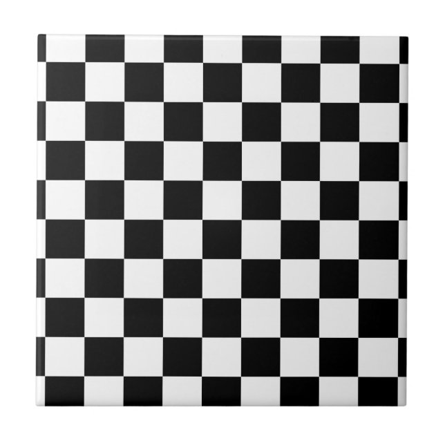 chessboard pattern black and white ceramic tile (Front)
